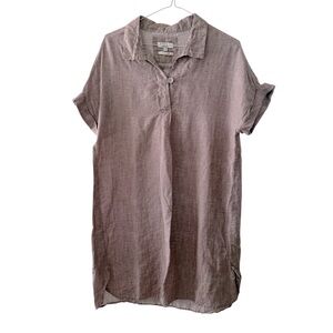 Vicci Linen Light Brown Short Dress Size 38 EU Small Lagenlook Short Sleeves